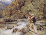 John Frederick Lewis Piscator look you now,you see him plain bring hither the landing net a good one,sixteen inches long See lzaak Walton (mk47) oil painting picture wholesale
